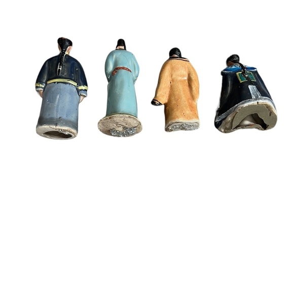 Set of Eight Vintage Hand Painted Japanese Porcelain, Asian Folk Art, Figurines - Picture 3 of 9